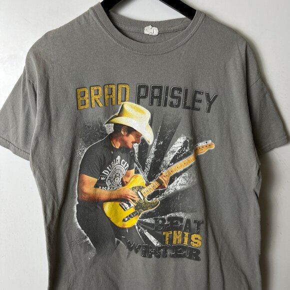 2014 Brad Paisley Beat This Winter Tour T-Shirt Large Gray Vintage Country Music - Picture 8 of 16